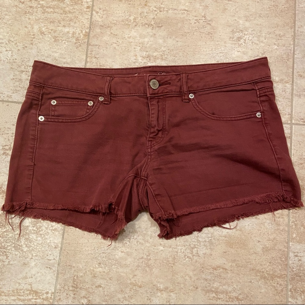 Burgundy jean shorts